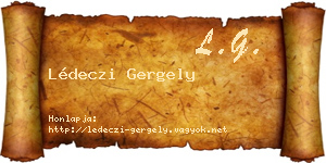 Lédeczi Gergely névjegykártya